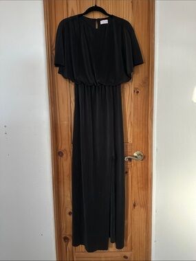 Pink Lily Black Pleated Maxi Dress with Blouson Top